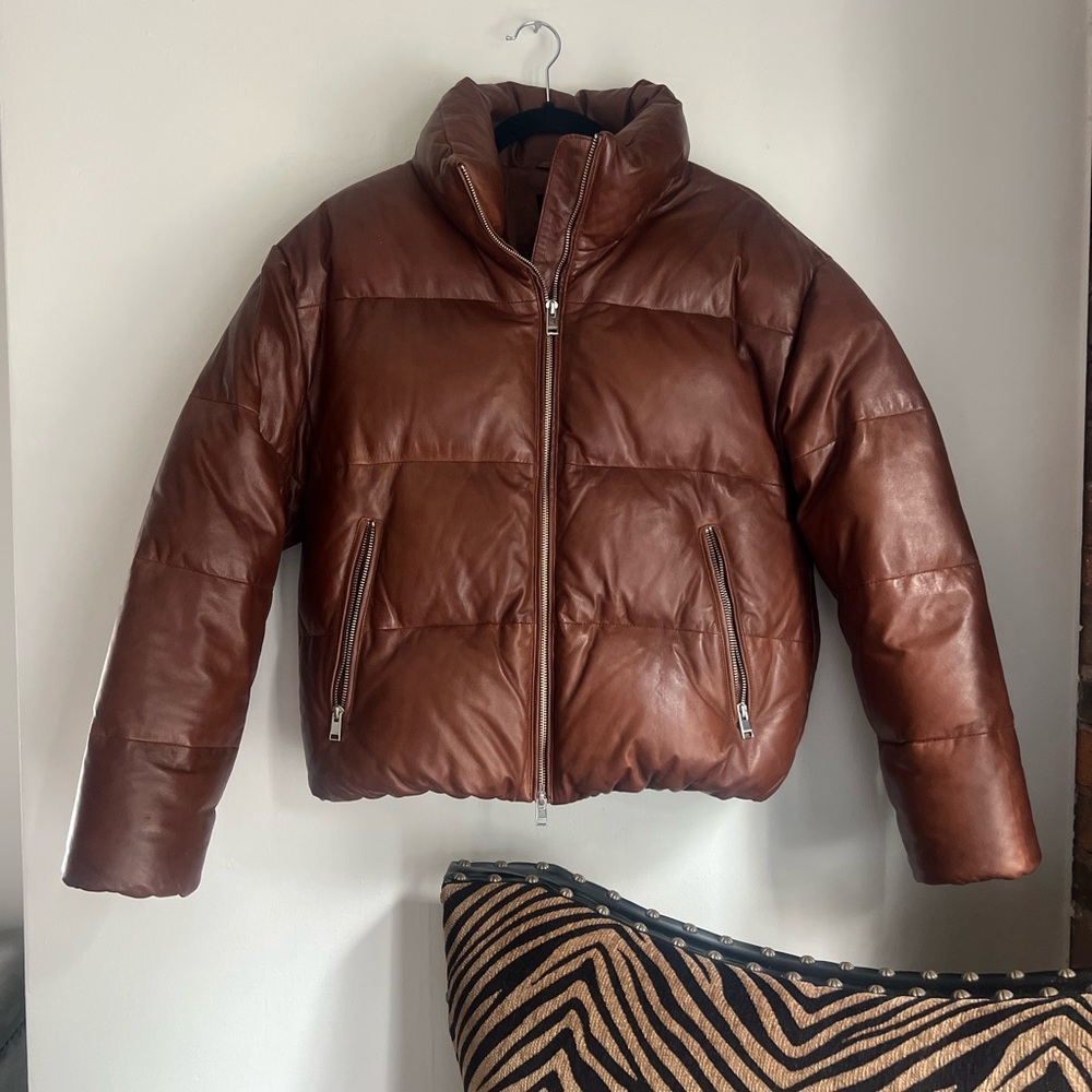 Lamarque Leather Puffer Jacket xs